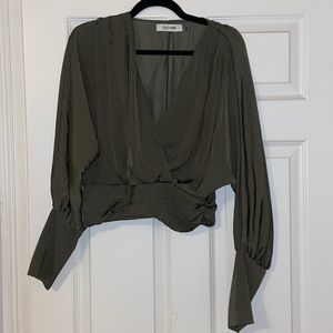 Do+Be army green silk top
